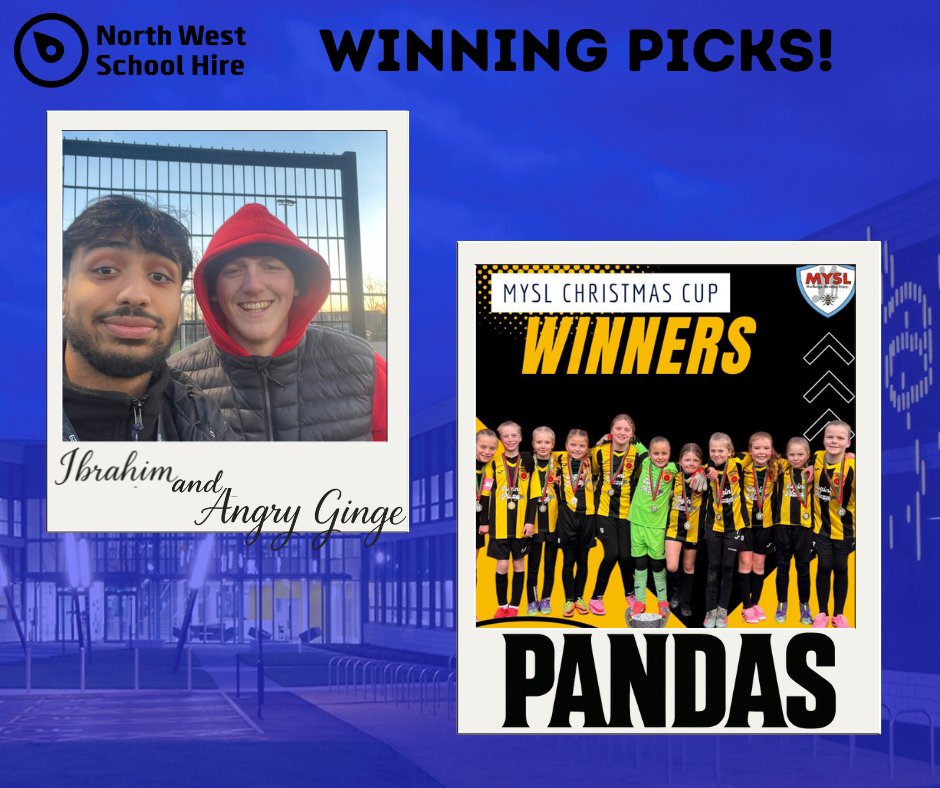 We backed <a href="/angryginge13/">angryginge</a>  – now he’s King of the Jungle 👑🌴. We backed Bolton Town Pandas – now they’re Christmas Cup Champions 🏆🐼. So… who’s next? At North West School Hire, we’ve got an eye for winners! #BackTheBest #TeamNWSH #WinningStreak”