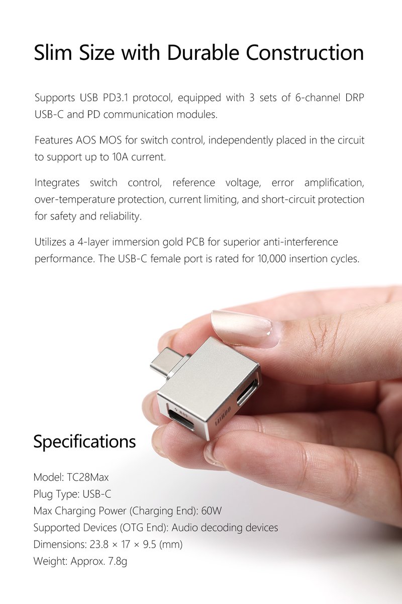 ddhifi_com's tweet photo. Introducing the ddHiFi TC28Max USB OTG Adapter with PD Input

Retail Price: $29.99 | Available now!

If you are interested in getting one, please check with local sales agent for its availability. If there is no sales agent in your local market, you can just grab one from DD Aliexpress store: https://t.co/1j2nUtUhWP

#ddHiFi #TC28Max #USBOTG #PDPowering #ChargeAndListen #HiFiAudio #CNCMachined