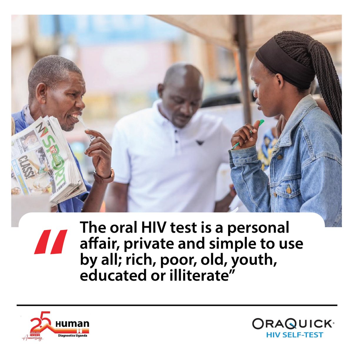 newvisionwire's tweet photo. AD
The OraQuick oral HIV test is simple, private, and easy for anyone to use, young or old, rich or poor, educated or not.
Just one quick test can give you peace of mind.
Choose privacy. Choose simplicity. Choose OraQuick.
#OraQuick #HIVAwareness #TestToday https://t.co/d9bxZtEecO