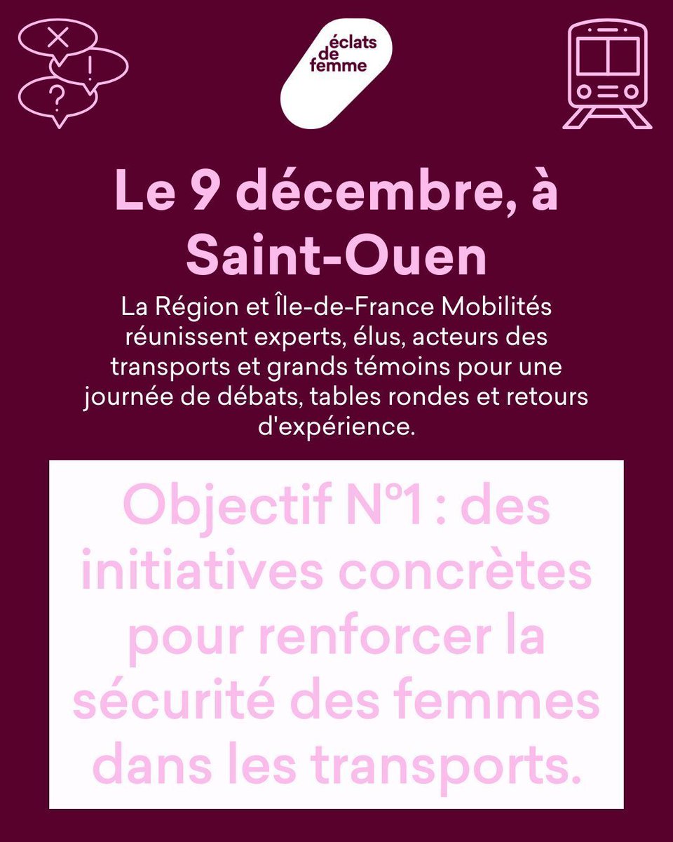 7 femmes sur 10 sont victimes de violences sexistes ou sexuelles au moins une fois dans leur vie dans les transports en commun. 

Aujourd’hui, 9 décembre 2025, c’est la Journée de mobilisation contre les violences faites aux femmes dans les transports.

Ile-de-France Mobilités et