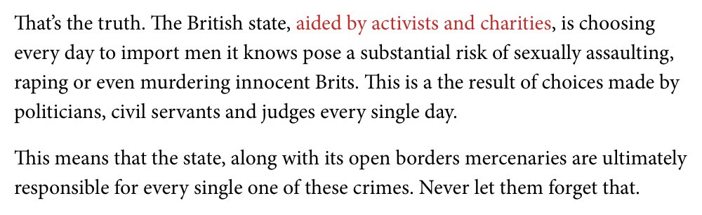 The British state's migration policy is directly causing sexual assaults, rapes and murders of Brits. 

That means the politicians, civil servants and activists behind our open borders are responsible for these crimes.

spectator.co.uk/article/the-op…
