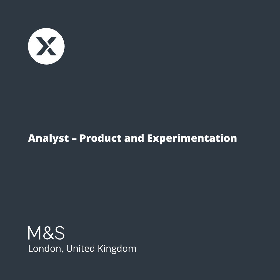 Role of the day: Analyst – Product and Experimentation <a href="/marksandspencer/">M&S</a> 

buff.ly/o6WqGNT 

#hiring #experimentation #jobalerts