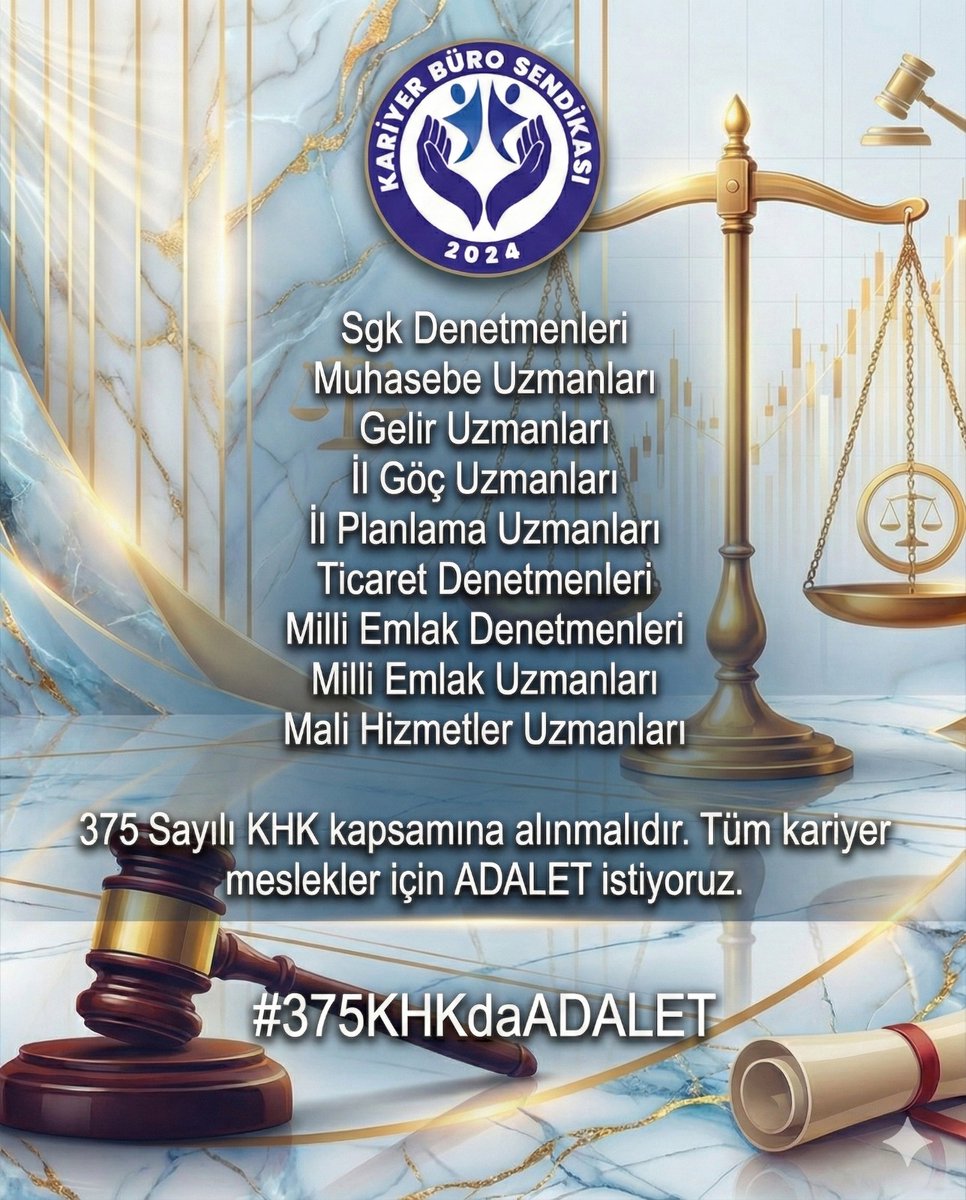 Tüm kariyer mesleklerde #375khkdaAdalet