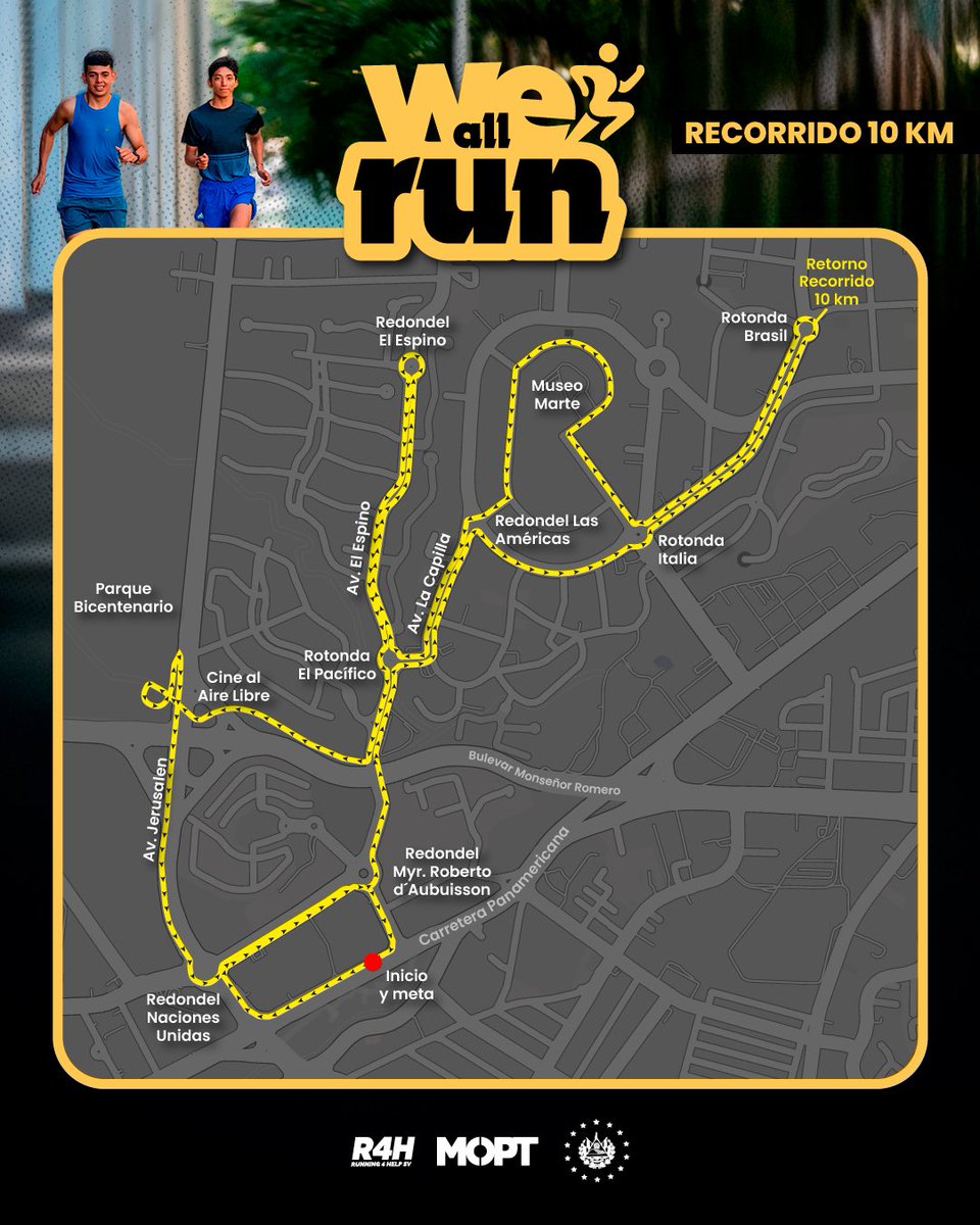🟡Recorrido 10 kilómetros 
La distancia ideal para quienes buscan un desafío mayor.