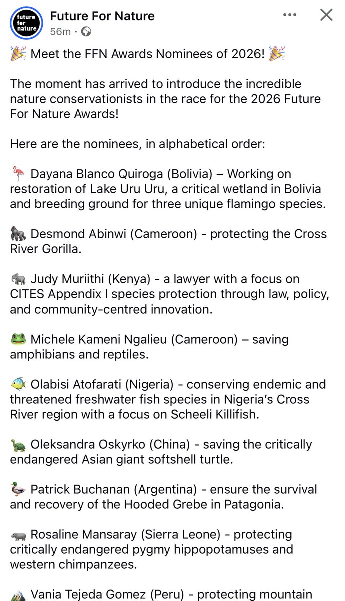 dfontoh's tweet photo. We are Honored. This is a major win. Congrats to all the nominees.
@Futurefornature @Nature @#change #transformation #Service #Future https://t.co/NLcnatbCOx