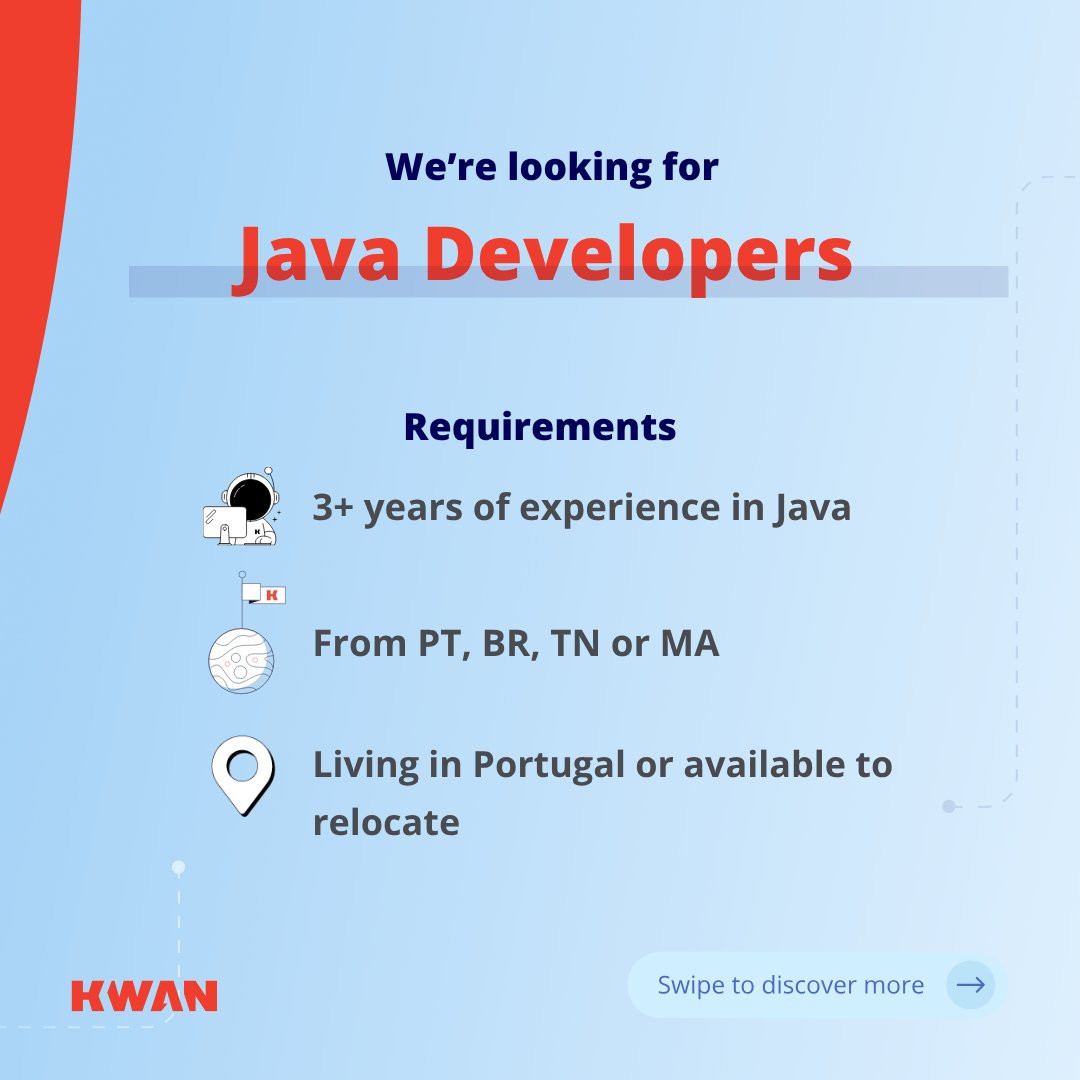KwanCommunity's tweet image. Know a great Java Developer? 🤔
Until December 11th, your referral could earn you €1000! 💸

We’re counting on you to help us find a talented Java Developer! And the best part? If they join one of our projects, you’ll receive a €1000 bonus as a thank-you! 🙌

It’s simple:
 1️⃣…