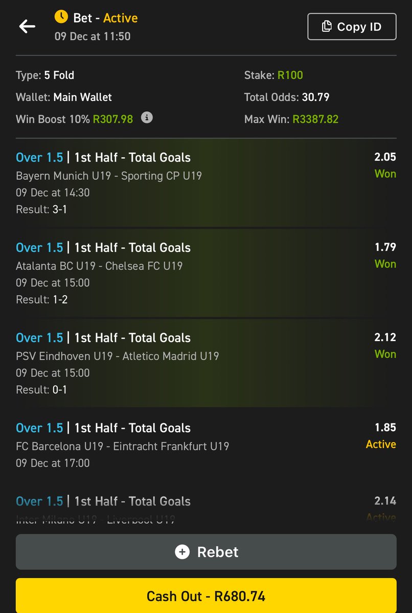 We have a cashOut 💰💰

Two matches to go…🕯️🕯️🕯️