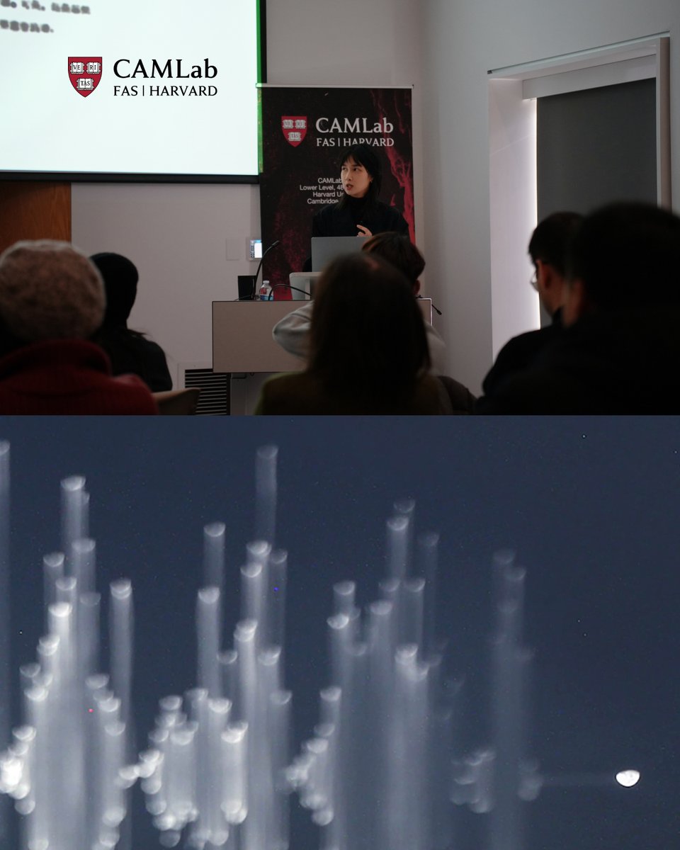 HarvardCAMLab's tweet image. On December 5, artist and researcher Zoe Qi-Jing Li delivered a thought-provoking talk titled “Creative Robotics as Critical Method: Moon Talking, Diary Writing, and Hair Combing” at our CAMLab Cave space.

Zoe shared key works from her practice, including:
1️⃣ “A Sigh”, a…