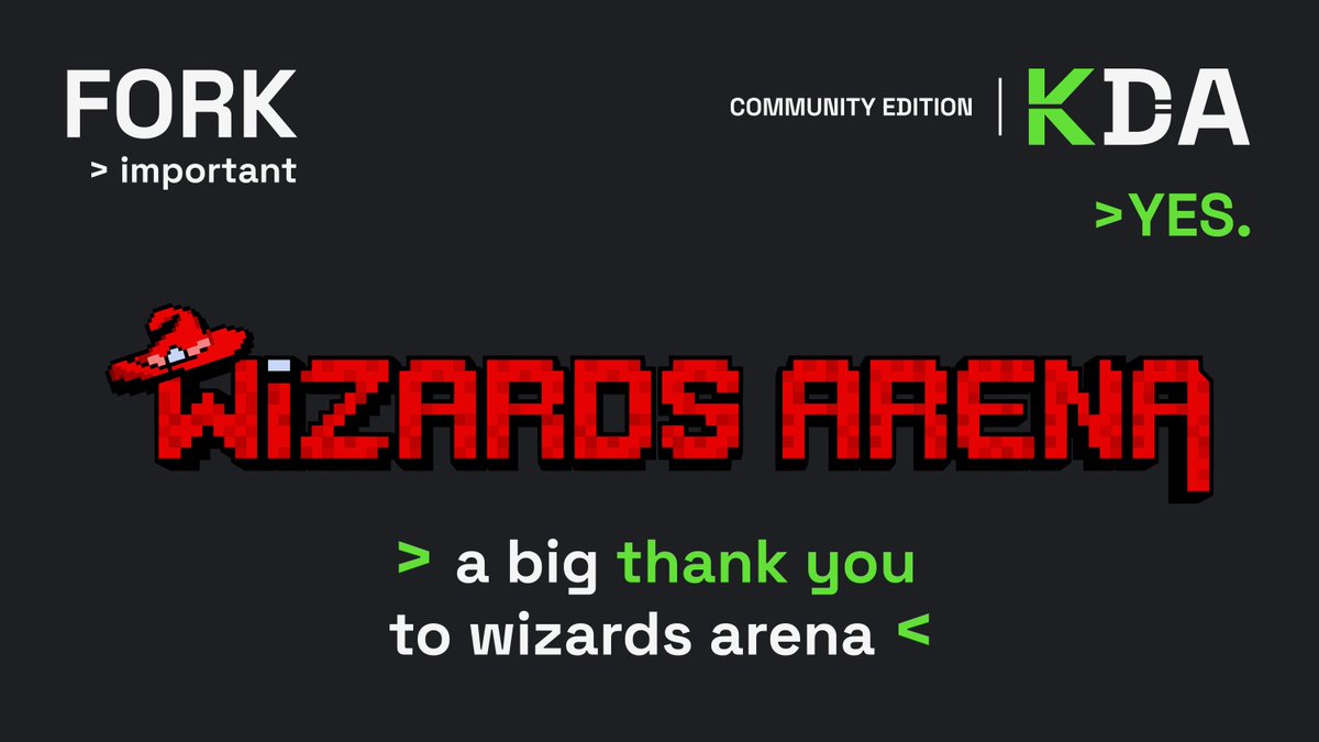 🔥 A massive thank you to <a href="/WizardsArena/">Wizards Arena</a> and the entire team for your incredible support since day zero! 

Your early belief in this fork and your powerful presence in the ecosystem have been game-changing. We’re honored to build alongside you. 🙌

#kadena $KDA #NFTs