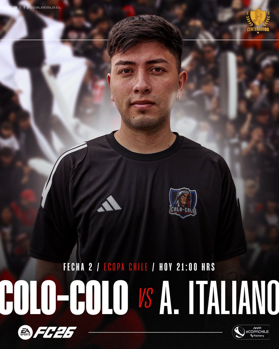 𝑯𝑶𝒀 𝑱𝑼𝑮𝑨𝑴𝑶𝑺 🤟🏼

A las 21 horas arranca la segunda fecha de la eCopa Chile contra Audax Italiano. Tenemos sed de revancha y saldremos a dar todo en la cancha virtual para buscar la clasificación a playoffs. ¡Vamos, Guille! 🏳🏴

#VamosColoColo • #Centenar100