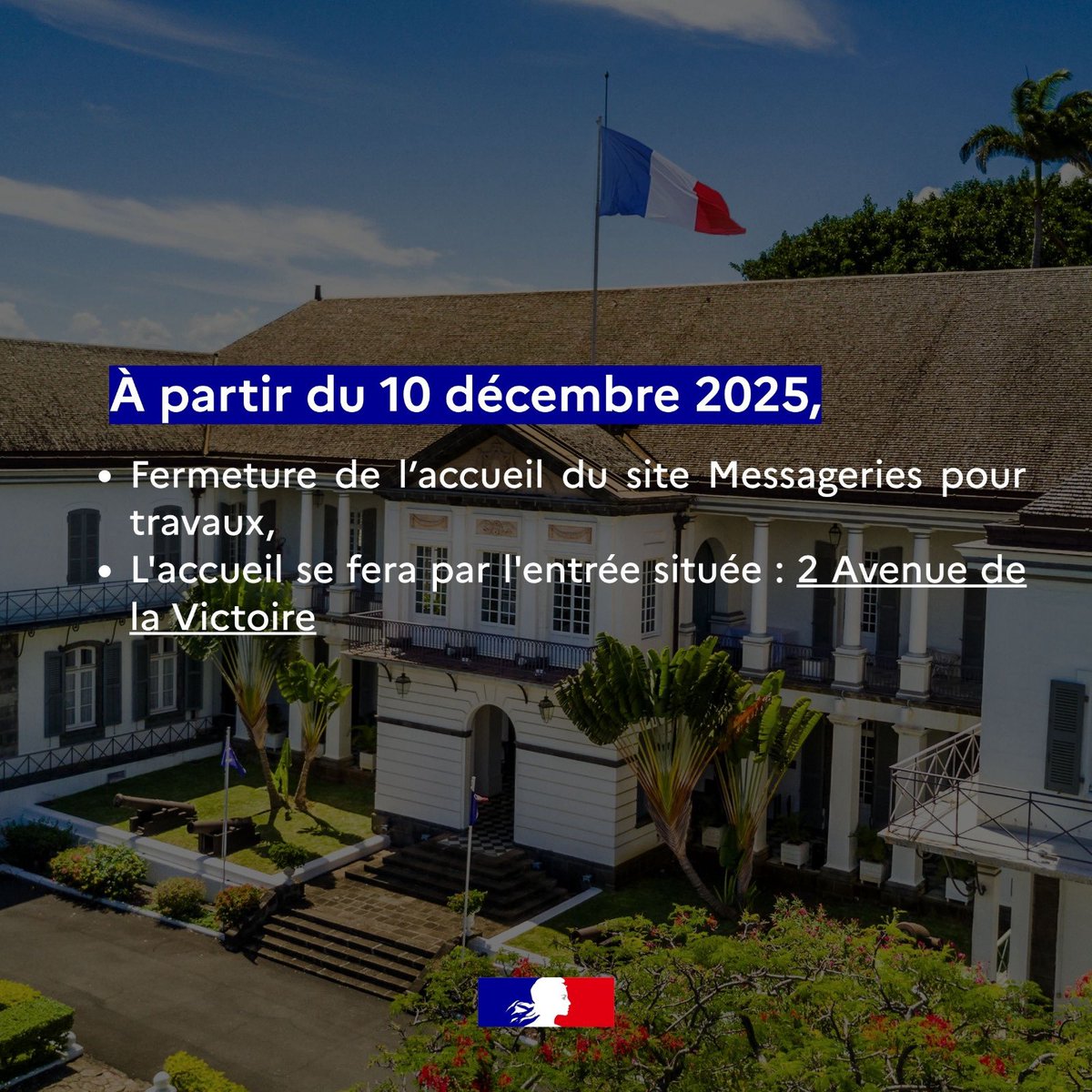Image de Préfet de La Réunion - ℹ️ Accès temporairement modifié à partir du 10 décembre 2025

Nous informons le public que l’accès p