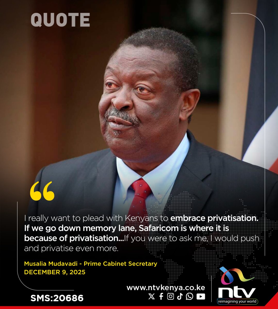 ntvkenya's tweet image. Mudavadi on sale of Safaricom shares:

I really want to plead with Kenyans to embrace privatisation. If we go down memory lane, Safaricom is where it is because of privatisation...If you were to ask me, I would push and privatise even more.