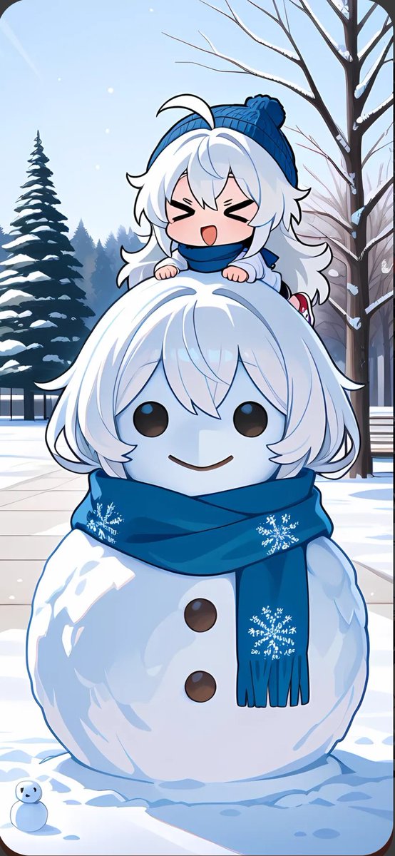 自分の顔を模した巨大雪だるまを作って満足した座敷わらしちゃん