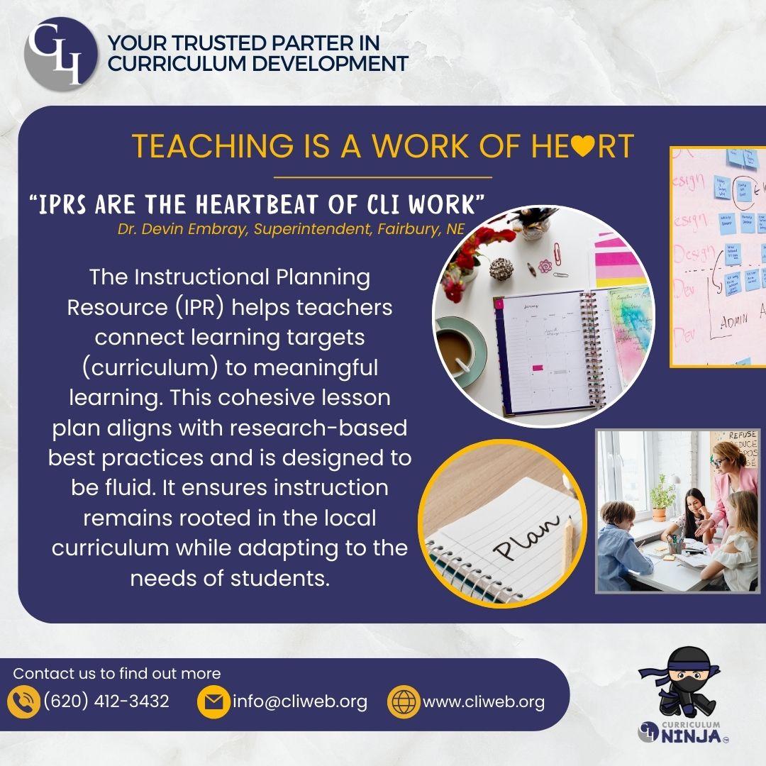 CLI_Leaders's tweet image. Instructional planning is the heart of intentional, meaningful learning. The IPR helps teachers connect curriculum to purposeful instruction and respond to the needs of their students. ❤️