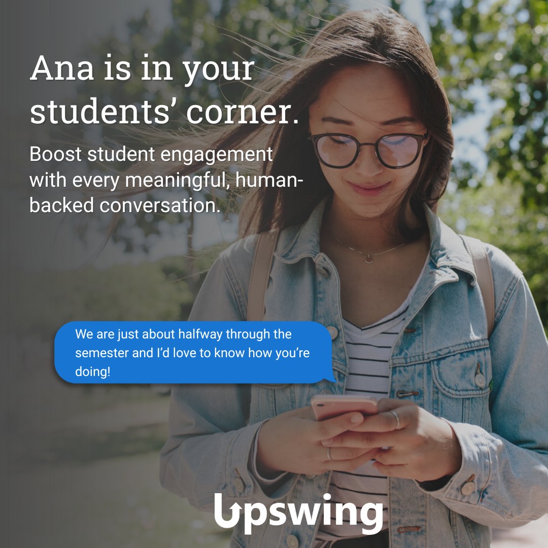 Ana in action. Meeting students where they are with quick, human-backed check-ins that keep them connected and confident.

👉 Learn more: hubs.ly/Q03VrSdY0
#Upswing #HigherEd