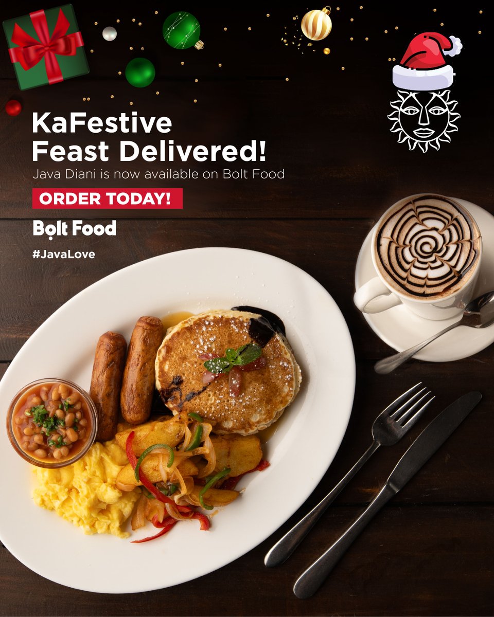 javahouseafrica's tweet image. Stay cozy this festive season and let the holiday magic come to you! Order your favorite Java meals from Java Diani on Bolt Food and celebrate December with comfort, flavor and convenience. #JavaLove #ShereAtJava