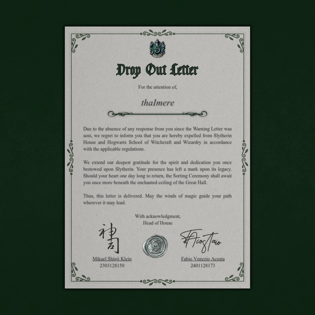 ㅤ
⠀⠀⠀⠀⠀ㅤㅤ【 𝓓𝑹𝑶𝑷 𝓞𝑼𝑻 】
ㅤ
⠀⠀ㅤㅤㅤ <a href="/ThaImere/">𝐋𝐘𝐒𝐀𝐍𝐃𝐄𝐑.</a> (4008)
ㅤ
cc: <a href="/ProfsKlein/">Mikael.</a>, <a href="/ProfsAcosta/">FABIO ACOSTA.</a>, <a href="/AH_Postal/">Owl Post Office</a>, <a href="/AH_Monetary/">𝐆𝐑𝐈𝐍𝐆𝐎𝐓𝐓𝐒 𝐁𝐀𝐍𝐊.</a>, <a href="/MissValenielle/">𝑬lle.</a>, <a href="/SAS_The01/">𝐒𝐀𝐒.</a>, <a href="/AH_StMungo/">𝗦𝗧. 𝗠𝗨𝗡𝗚𝗢'𝗦 𝗛𝗢𝗦𝗣𝗜𝗧𝗔𝗟.</a>, <a href="/MrEverleight/">Kairo Storm</a>, <a href="/AH_Dogweed/">DND</a>, <a href="/MissSaura/">𝑅osaura.</a>, <a href="/AH_MMEShop/">Magical Menagerie. ✨</a>, <a href="/AH_MMRShop/">𝐌adam Malkin's. 👔🧤</a>, <a href="/AH_TokoSapu/">𝓑roomie! 🧹💨</a>, <a href="/AH_Apothe/">Apothecary! ( ๑ ˃̵ᴗ˂̵)و ♡</a>.
ㅤ