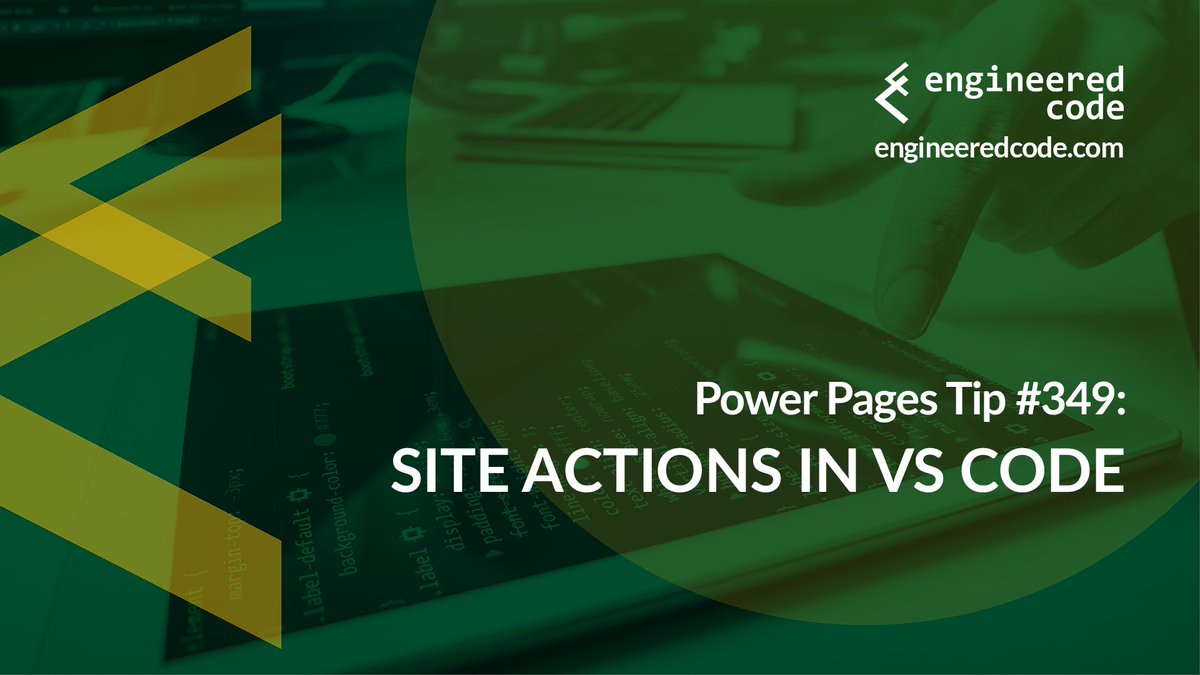 Engineered_Code's tweet image. #PowerPages Tip 349 - Site Actions in VS Code #PowerAppsPortals #PowerApps #MSDyn365Portals #MSDyn365 youtu.be/cYBrTJqNr0U