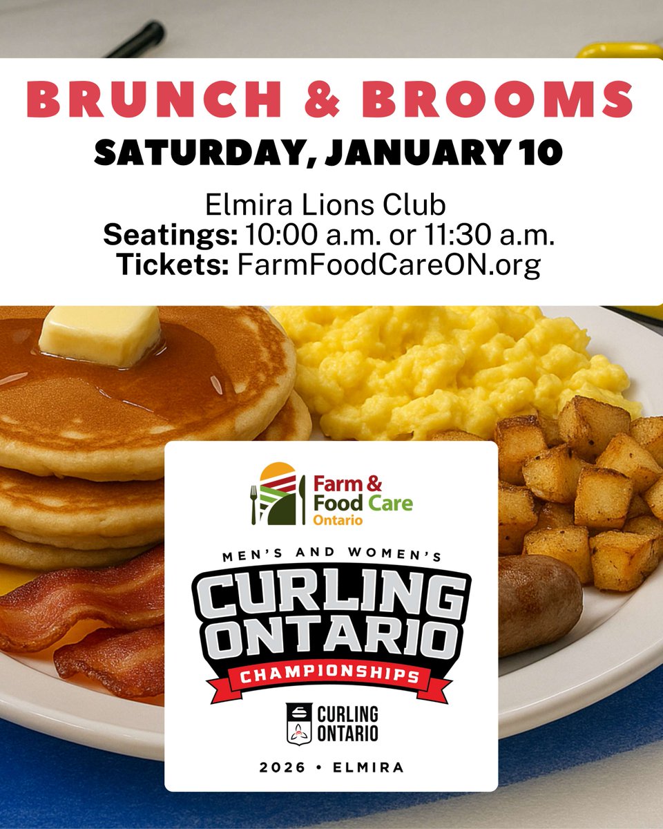 Join Us for Brunch &amp; Brooms

Farm &amp; Food Care Ontario is excited to bring a delicious and educational experience to the 2026 Men’s and Women’s Curling Ontario Championship — and you’re invited!

Saturday, January 10
Choose your seating: 10:00 a.m. or 11:30 a.m.
Location: Elmira