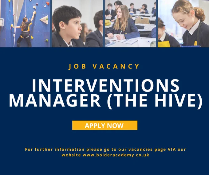 We are looking to recruit an Interventions Manager to lead The Hive, our specialist intervention space designed to support students who require additional academic support and targeted intervention. 

tes.com/jobs/vacancy/interve…

Closing date : 15th December 2025 Image