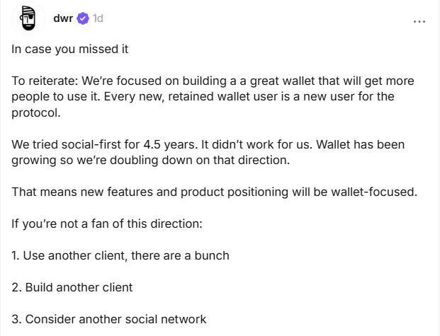 KlouHuntDrop's tweet photo. So... Farcaster (@farcaster_xyz) is pivoting to a wallet... So we basically pay for a fucking wallet, every wallet was free, they put a free entry that I didn't understand why you initially have to pay to enter to farcaster to prevent bots to literally erase and let the bots in https://t.co/9LuCAGter9