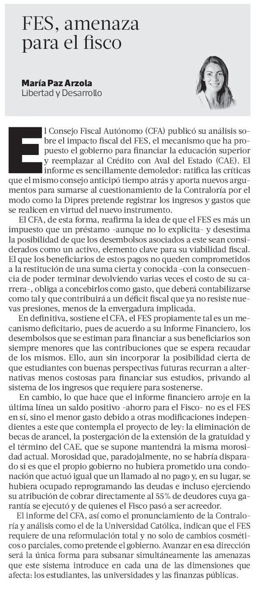 LyDChile's tweet image. #Opinión "FES, amenaza para el Fisco", dice @MPArzola, en @latercera 

Leer columna aquí
lyd.org/opinion/2025/1…