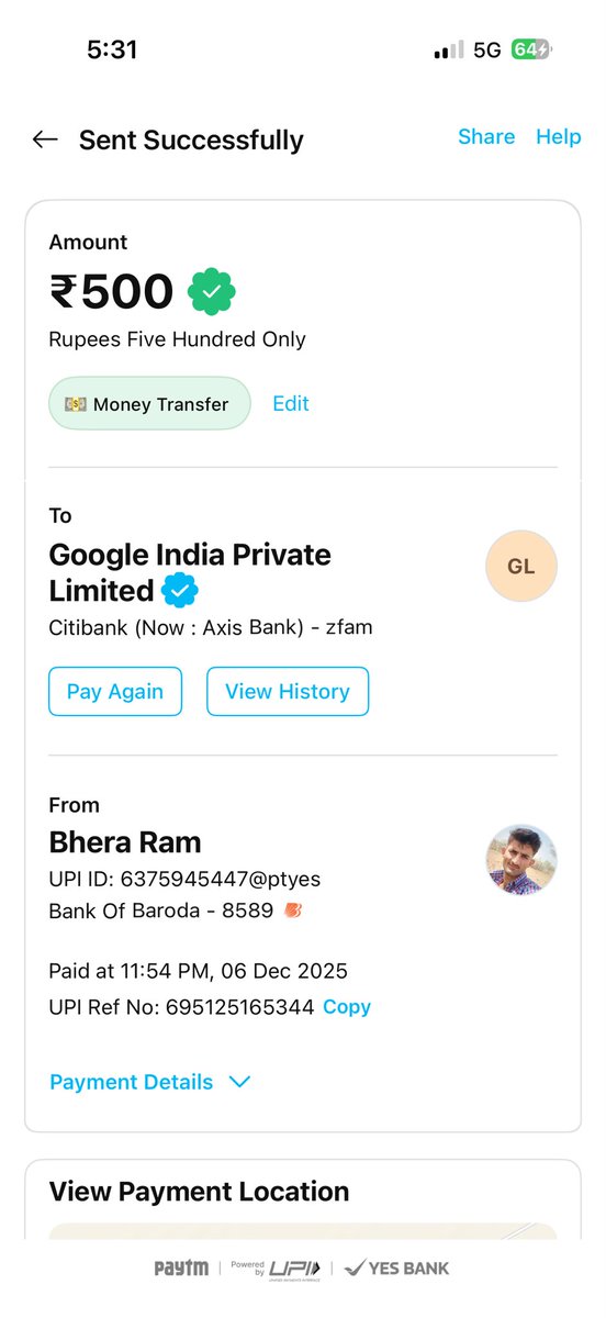 BahootZiddiHoon's tweet photo. I transferred 500 rupees to Google's bank account via Paytm so that the money could be credited to my Google Ads account, but the money is still not showing up in my ads account. @Paytmcare @Google @GoogleIndia @GoogleAds https://t.co/FgCoEqckOK