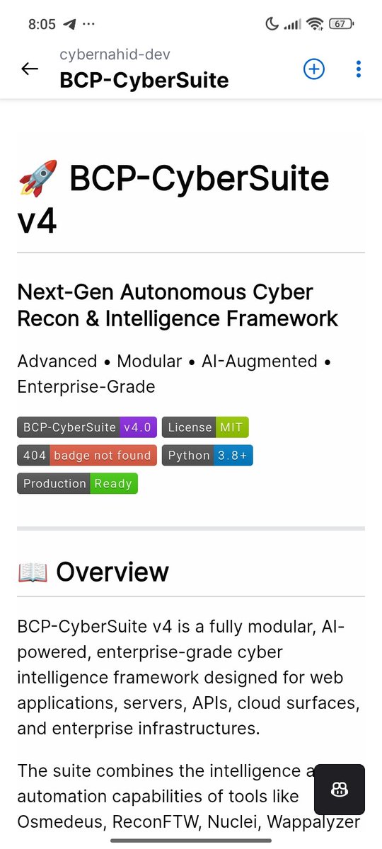 bcp_404's tweet photo. 🚀 OFFICIAL RELEASE: BCP-CyberSuite v4.0

A next-gen autonomous cyber recon &amp; offensive intelligence framework!

✅ 4 Elite Modules in One Toolkit
✅ AI-Augmented Scanning
✅ Termux/Linux/Server Compatible
✅ Professional HTML Reporting

GitHub: https://t.co/NgDhCWo7Uz

#CyberSe https://t.co/9afQbWC0RV