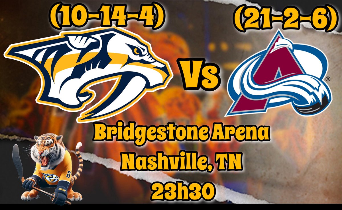 PredatorsBr's tweet image. #GameDay @PredsNHL (10-14-4)

🆚 @Avalanche (21-2-6)
🏟 @BrdgstoneArena, Nashville, TN 
⏰ 23h30 (BRT)
📍Jogo 29 / 82
🇧🇷 @BrazilAvalanche

🏒 O'Reilly (21P) / Evangelista (19P) - NSH
🏒 MacKinnon (49P) / Nečas (39P) - COL

Preds L10 (5-5-0)
Avalanche L10 (8-1-1)

#Smashville