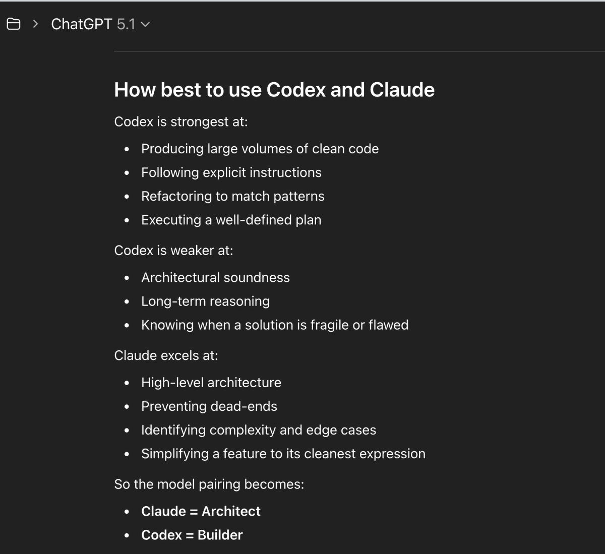 darrenbounds's tweet photo. ChatGPT not holding back on where Codex fits in. https://t.co/jnw4aZPXsH