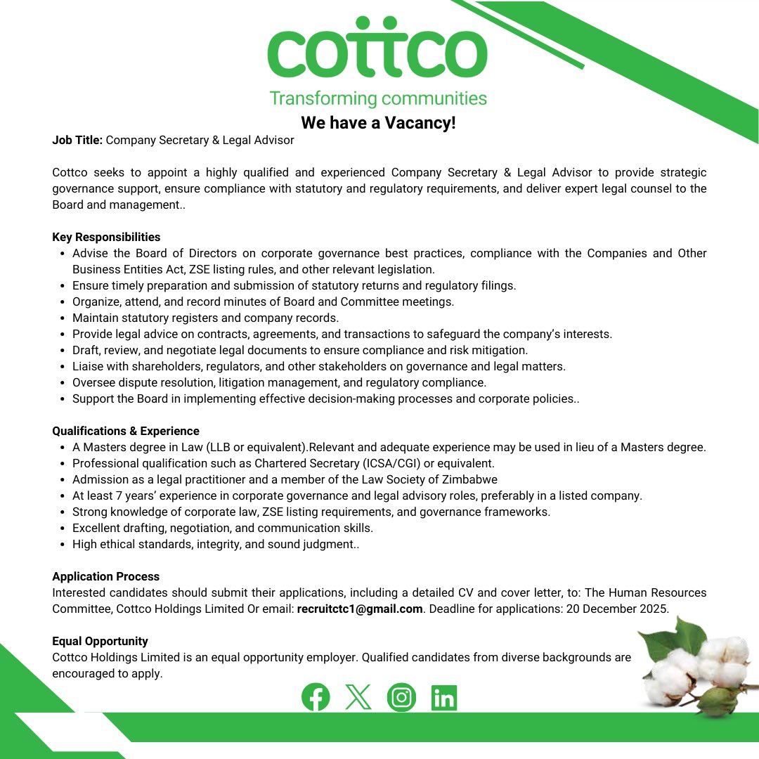 Cotton Company of Zimbabwe (Cottco) tweet media