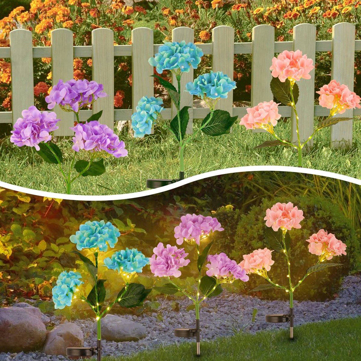 xentarhome's tweet image. Glow up your garden with our Hydrangea Pathway Light! No plug needed. Just $9.90 to give your path a fresh, vibrant energy. 🌸✨ #GardenGlow #PathwayLight xentar.com/products/solar…