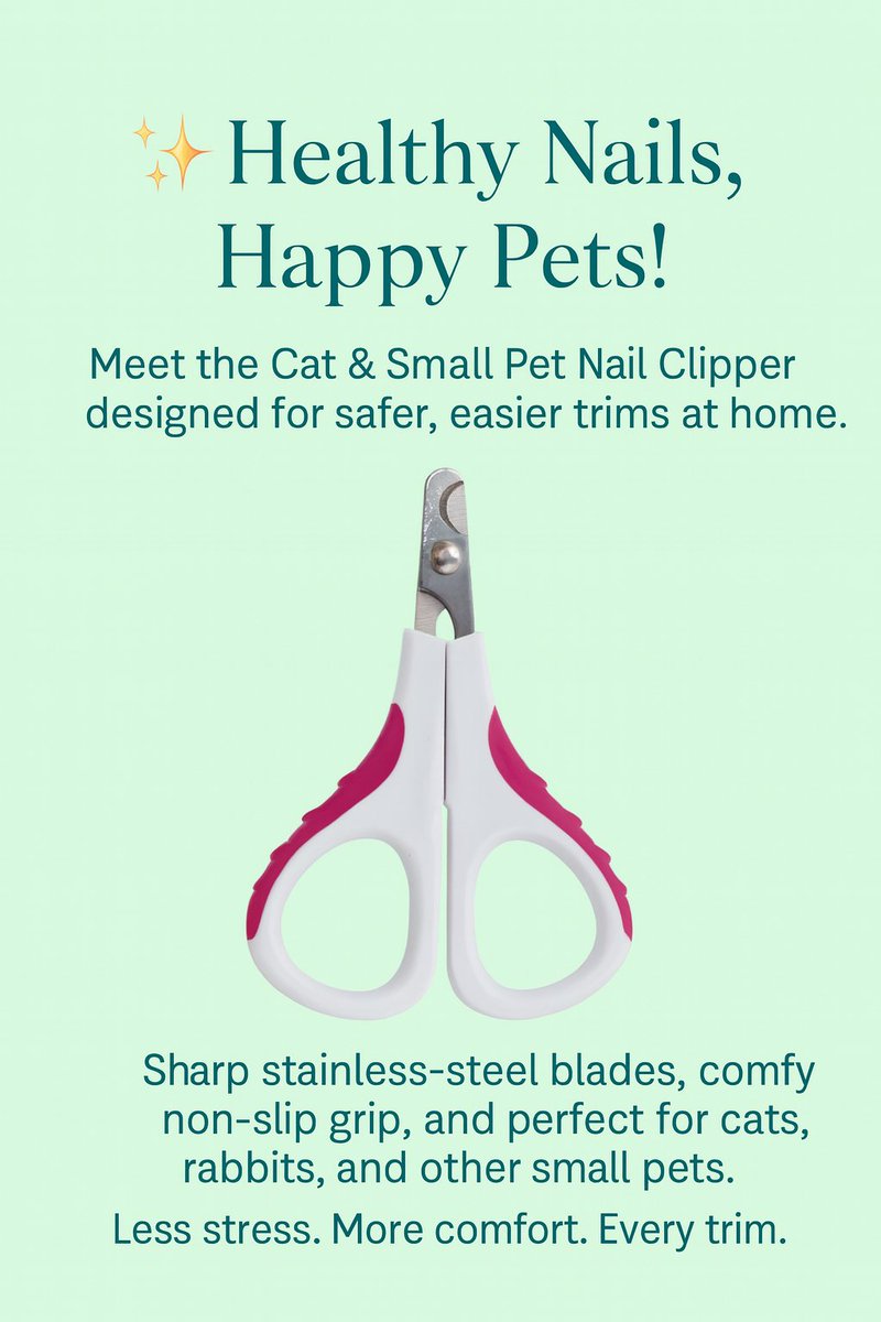 chaley2085's tweet photo. ✨Healthy Nails, Happy Pets!
Sharp blades Cat &amp; Small Pet Nail Clipper.
Less stress. More comfort.
#PetCare #PetGrooming #CatCare #SmallPets #PetTools #PetWellness #PetProducts #CatLovers #PetParents #FurryFriends #GroomingEssentials #PetSafety #HomeGrooming #HealthyPets #PetLove https://t.co/Wm3tqoE4an