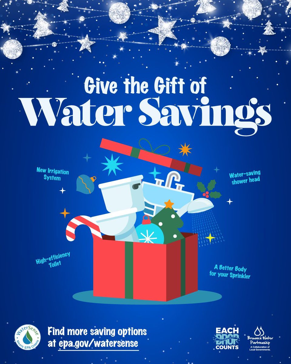 BrowardSavesH2O's tweet photo. It’s the most wonderful time of the year !
Give the gift of savings with WaterSense-labeled fixtures and irrigation products. Save water, energy, and money. Don’t forget to check for local rebates!

#WaterSense #EachDropCounts #ConservationPays #BrowardWaterPartnership https://t.co/S7WblqSUEr