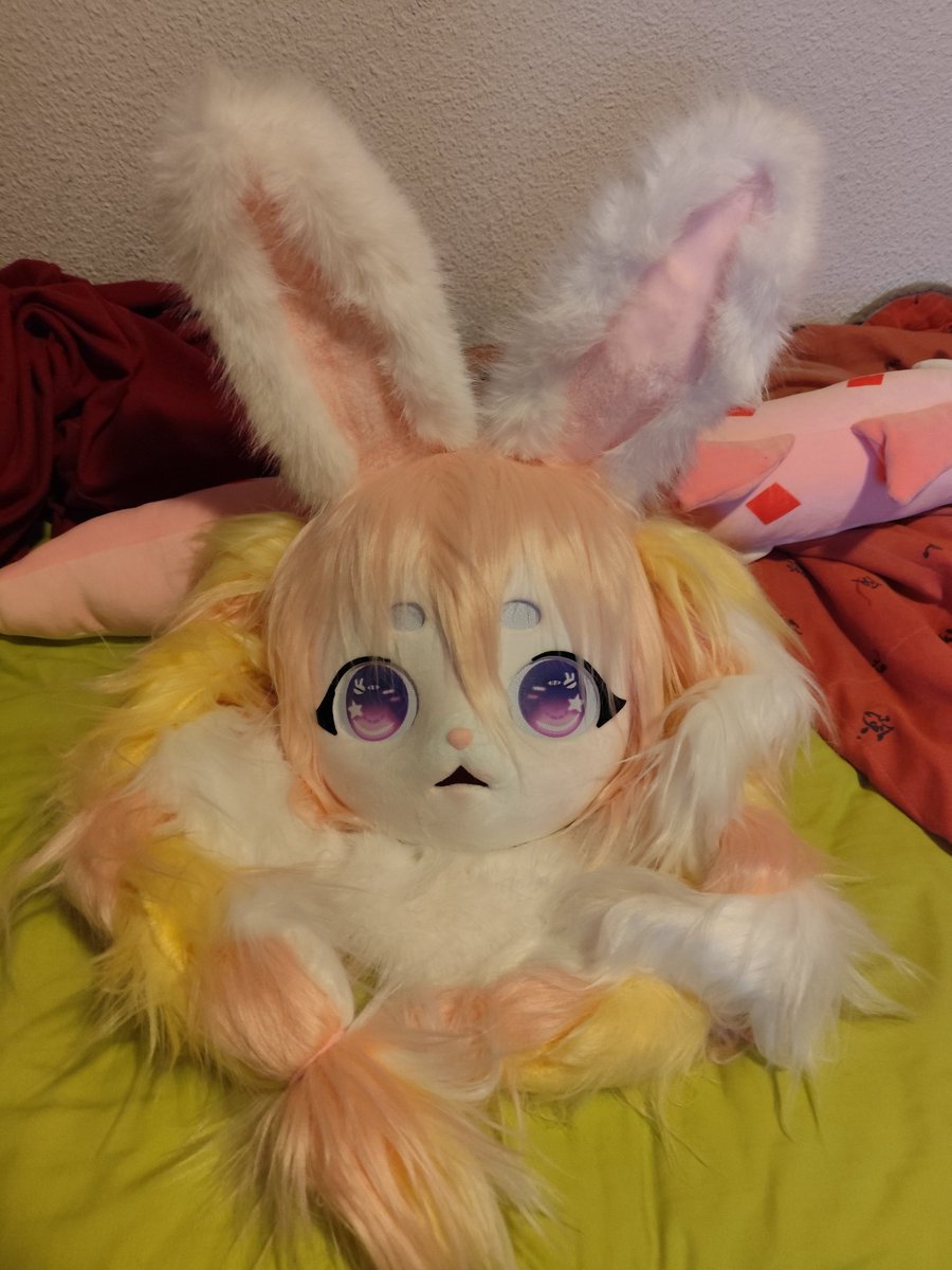 This little bunny has arrived, and we've already given her a fun name. I present to you "HoppyHopp"

#furry #furrymask #furkig #fursuit