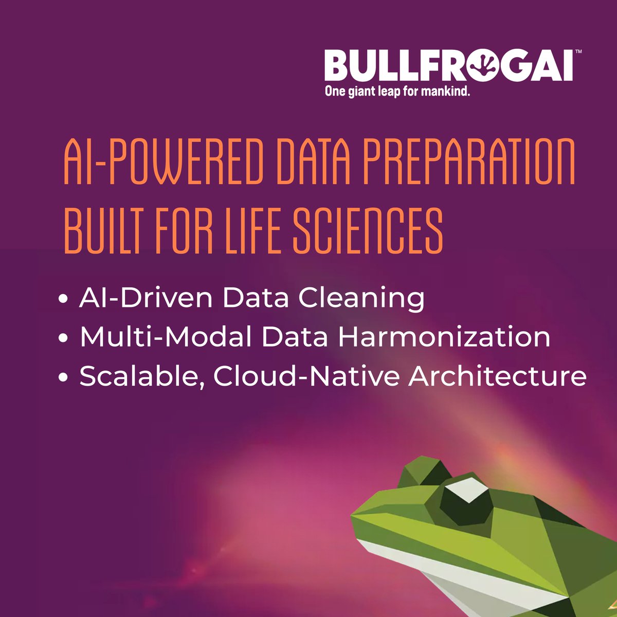 bullfrogai's tweet photo. $BFRG's bfPREP platform cleans & standardizes clinical, omics, imaging, & real-world data to help teams move into #AI/ML confidently.
#bfPREP identifies outliers & reduces prep time, freeing data scientists to focus on discovery & innovation.
Learn more: https://t.co/h1RMCcoOAu https://t.co/rocxJhc9bP