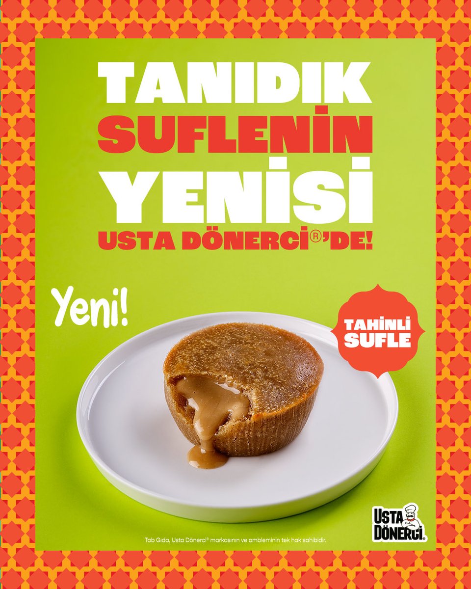 Bir kaşıkta mutluluk ve usta dokunuşu! 🍮Tanıdık suflenin yenisi Tahinli Sufle ile tanıştın mı? Dışı nefis, içi akışkan lezzet Usta Dönerci®️’de! 👨‍🍳