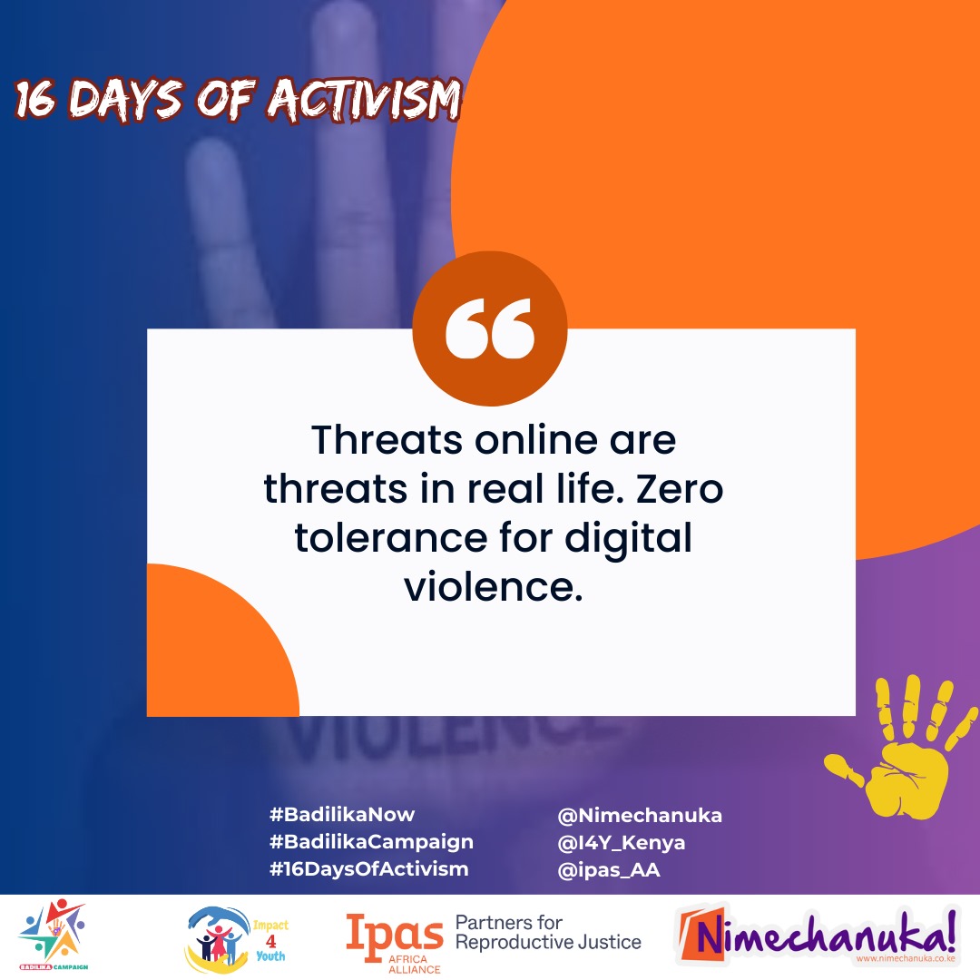 #BadilikaNow
#BadilikaCampaign
#16DaysOfActivism
#Impact4Youth
#kizazichetu
<a href="/hernarrativeke/">hernarrativeke</a>
<a href="/Nimechanuka/">Nimechanuka</a>
<a href="/I4Y_Kenya/">Impact 4 Youth Kenya</a>
@ipas_AA