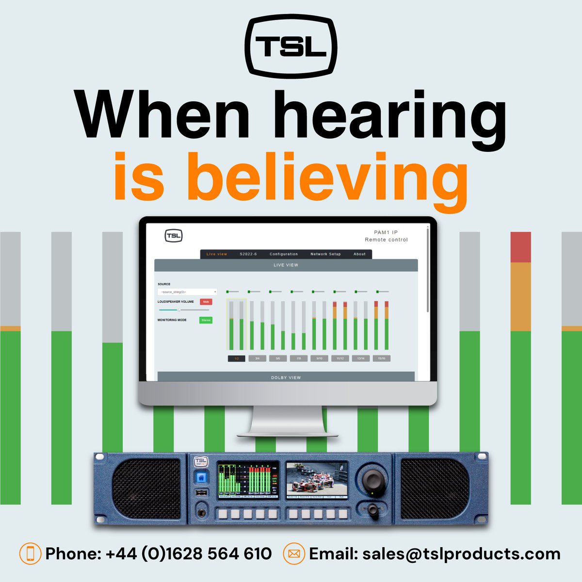 When hearing is believing

Operators trust their ears if the output quality is clear enough – but reliably accurate level and phase display confirms what instinct already knows. The best AMUs support both ways of working: by hearing and seeing.