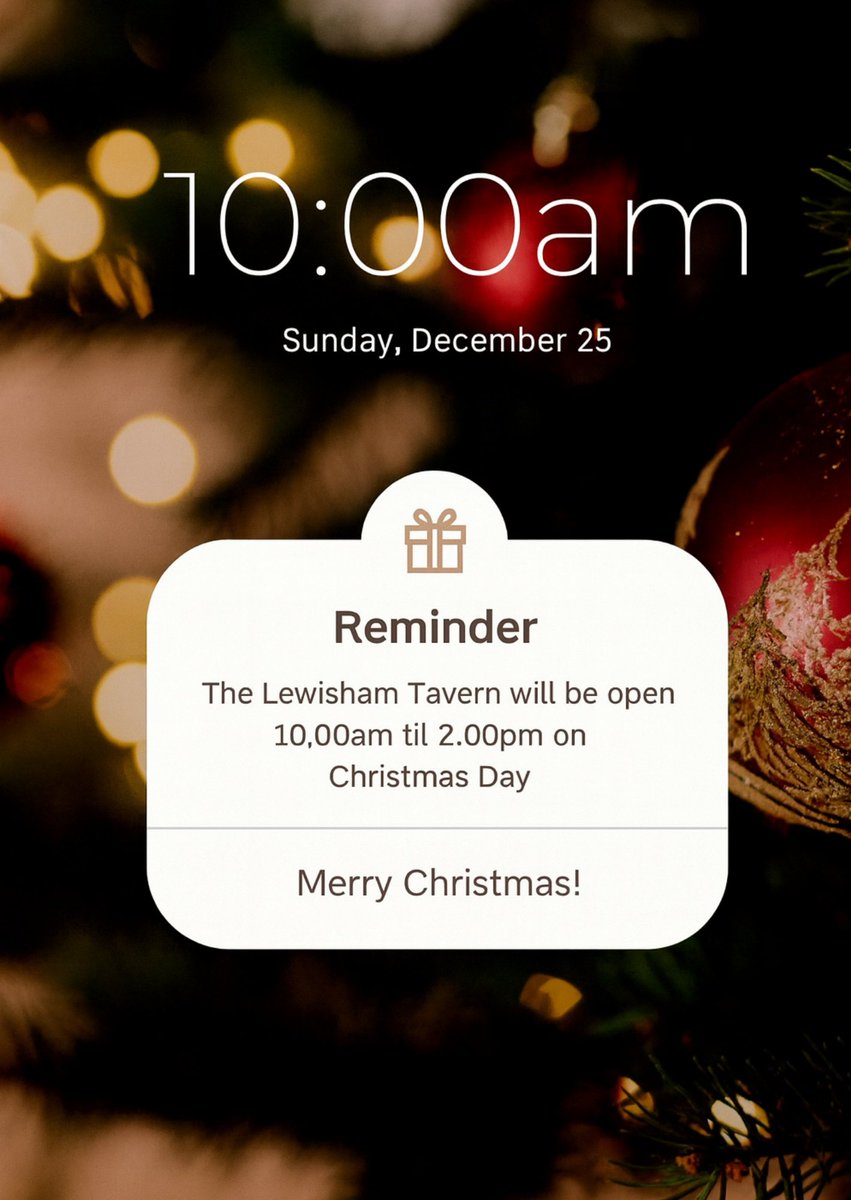 TavernLewisham's tweet image. Just a little reminder that we will be open Christmas Day from 10am til 2pm.

Come join us for a festive tipple!

#CraftUnion #Hospitality #CraftySquad #Friends #Lewisham #ColdOutside #Winter #LocalPub