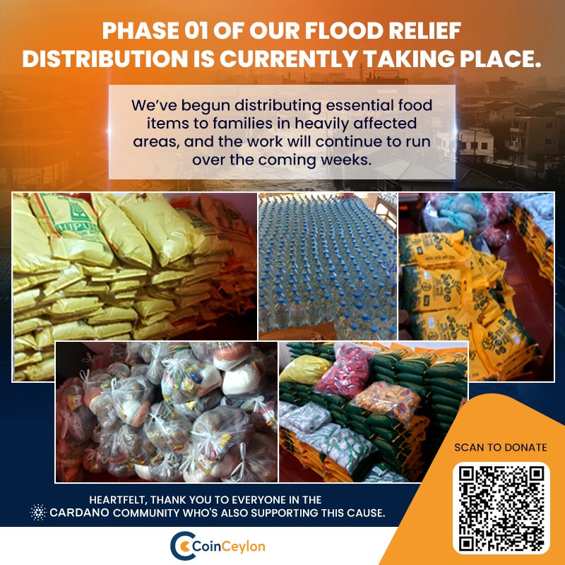 We’ve already begun distibuting essential food items to families in the hardest-hit areas, and this effort will continue for several weeks as conditions remain severe.

A heartfelt thank you to the Cardano community members who also   donated and are still contributing. 🇱🇰🙏