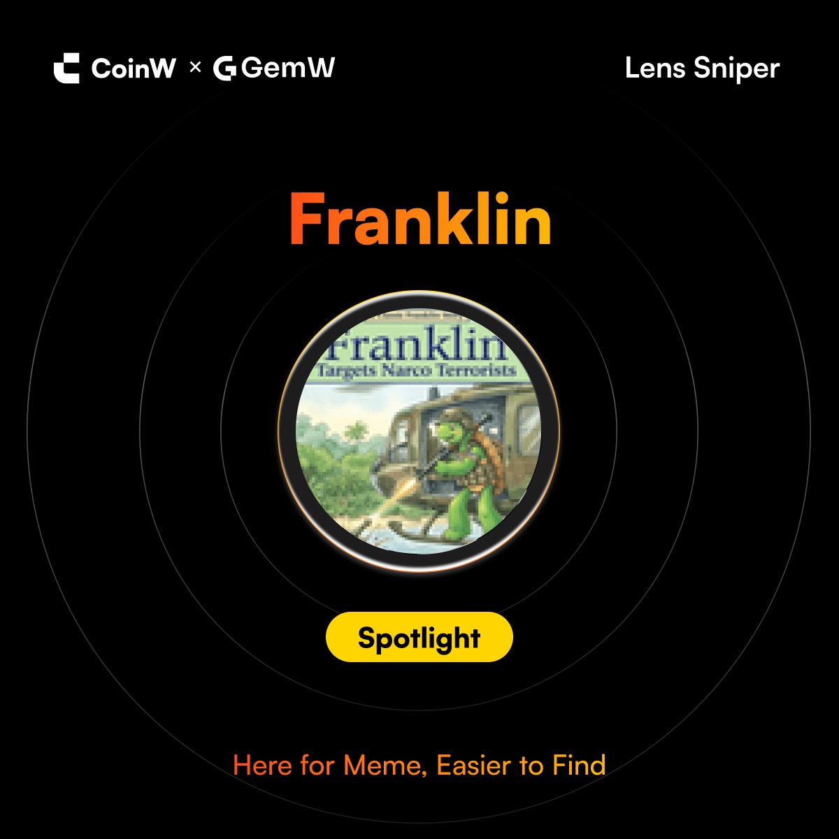 🔍 #GemW Lens Sniper Spotlight: $Franklin

🚀 <a href="/FranklineOnSol/">Franklin The Turtle</a> $Franklin is a Solana meme token based on the nostalgic “Franklin the Turtle,” remixed through viral political and AI-generated imagery.

Be early, trade smart 👉 coinw.com/gemw/203849

#CoinW #LensSniper #listing