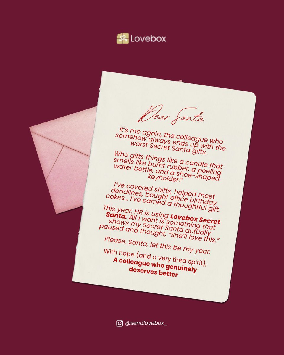 sendlovebox's tweet photo. Some colleagues have endured unforgettable Secret Santa gifts.

This year, Lovebox is bringing intentional, thoughtful gifting back into the office.

Click the link to start your #SecretSanta: https://t.co/zbuydi2KLr https://t.co/7nimtgS6QO