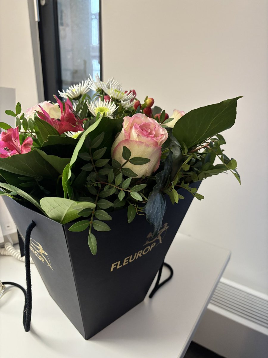 Da Sitze ich im Büro und bekomme diesen Blumenstrauß per Boten geschickt. 🥹  Als kleine Aufmerksamkeit für meine zuvorkommende Betreuung. 

Ach, dass tut so gut.