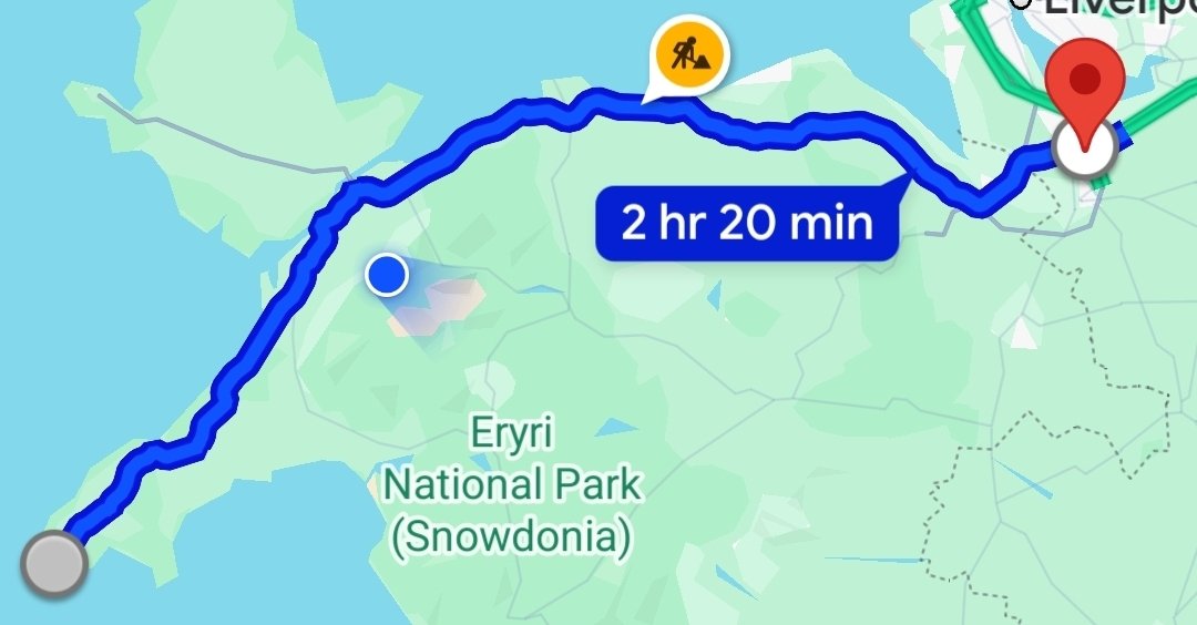 daneMjohnson's tweet photo. Imagine you live in the furthest west of north wales, Aberdaron, and you had to travel 2hrs 20 mins to a motorway (the m56) for a 1hr lesson, to travel 2hrs 20mins back.....how is that cost effective or practical? The A55 is dual so wouldnt count. #jeremyvine https://t.co/kmT9YWiHyH