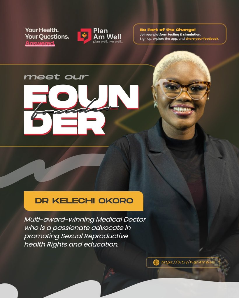 planamwell's tweet photo. Meet the visionary behind Plan Am Well, Dr. Kelechi Okoro @healthertainer. 
A multi-award-winning medical doctor and passionate advocate for Sexual and Reproductive Health. 
#planamwell #srh #sexualhealth #planwelllivewell #sexualreproductivehealth #srh https://t.co/xAGXerRK3w