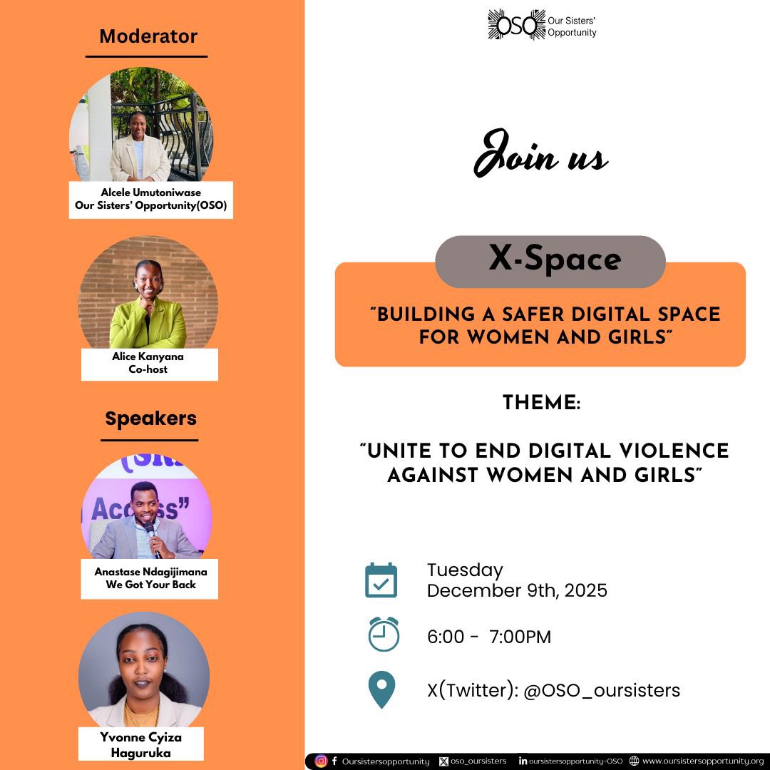 oso_oursisters's tweet photo. Digital violence is emerging in various forms and women &amp; girls remain most vulnerable to it. 

Today, OSO is hosting X-space to discuss digital violence, commonly known as Technology Facilitated Violence and its prevention. Please join us all to learn and share insights. https://t.co/oFzGabxcWS