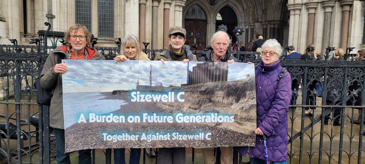 Together Against  Sizewell C outside the High Court Today for our permission hearing regarding Sizewell C's additional sea defences.
#SayNo2SizewellC