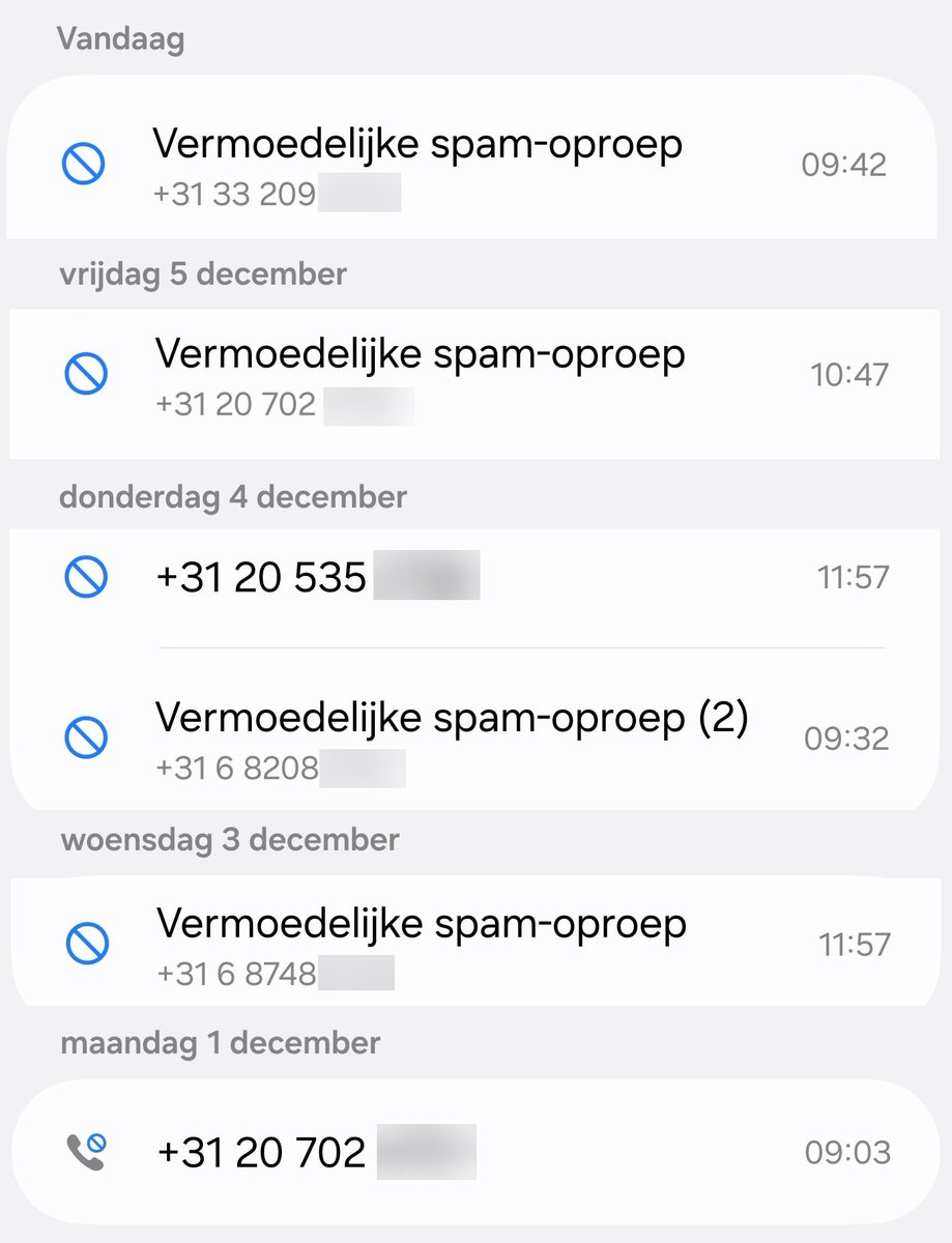 dnijhoff's tweet image. Zomaar wat telefoontjes van deze maand. Ik word echt helemaal gek van die #telefoonterreur. Als ik iets wil, dan bel ik zelf wel #spam #telefoon #ongewenst