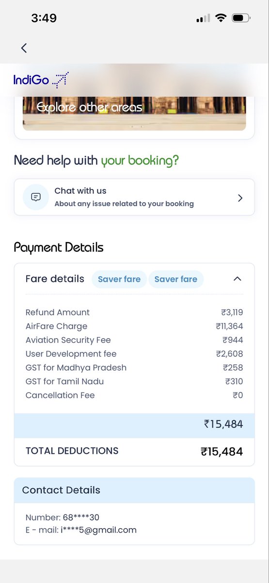 IndrajeetMand's tweet image. Paid INR 16480/- refund is INR 3119/-. 
That also i haven’t received yet. It’s been 7+ days.